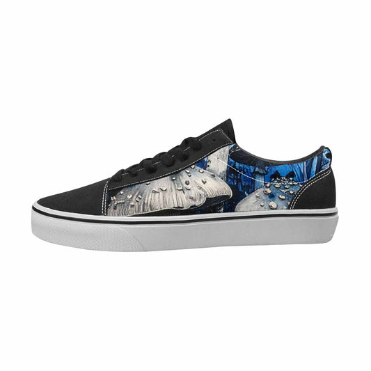 MEN'S Mushrooms Black & Blue Ink Canvas Made To Order Kaleidoscope Custom Print Sneakers