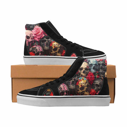 MEN'S Skulls High Top Canvas Unique Print Wallpaper Art Custom Shoes