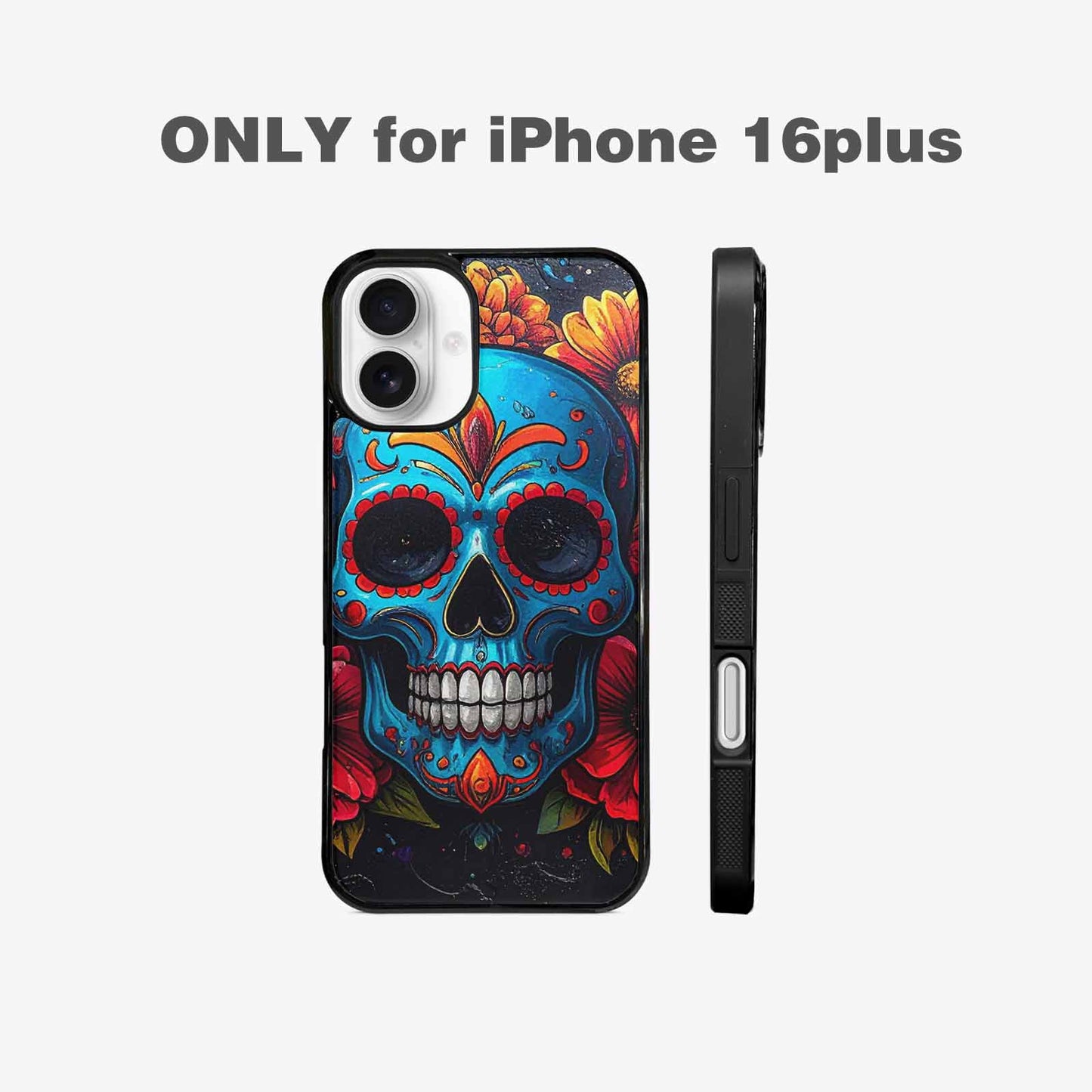iPhone 16 Plus Case — Graffiti Skull Art Seamless Pattern Vibrant, Customized Protective Case