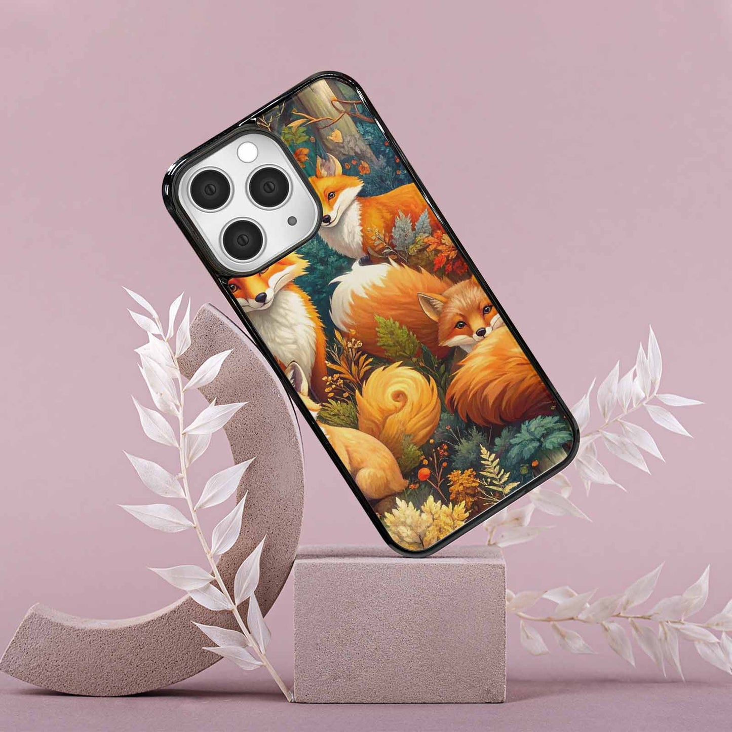 iPhone 15 Pro Max Case — Fox Forest Fox Forest Pattern Hundreds, Custom Printed Phone Case