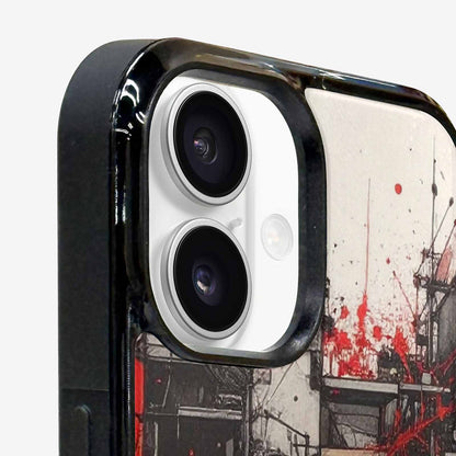 iPhone 16 Plus Case — Liminal Space Fragment Black Red Ink, Custom Art Phone Cover