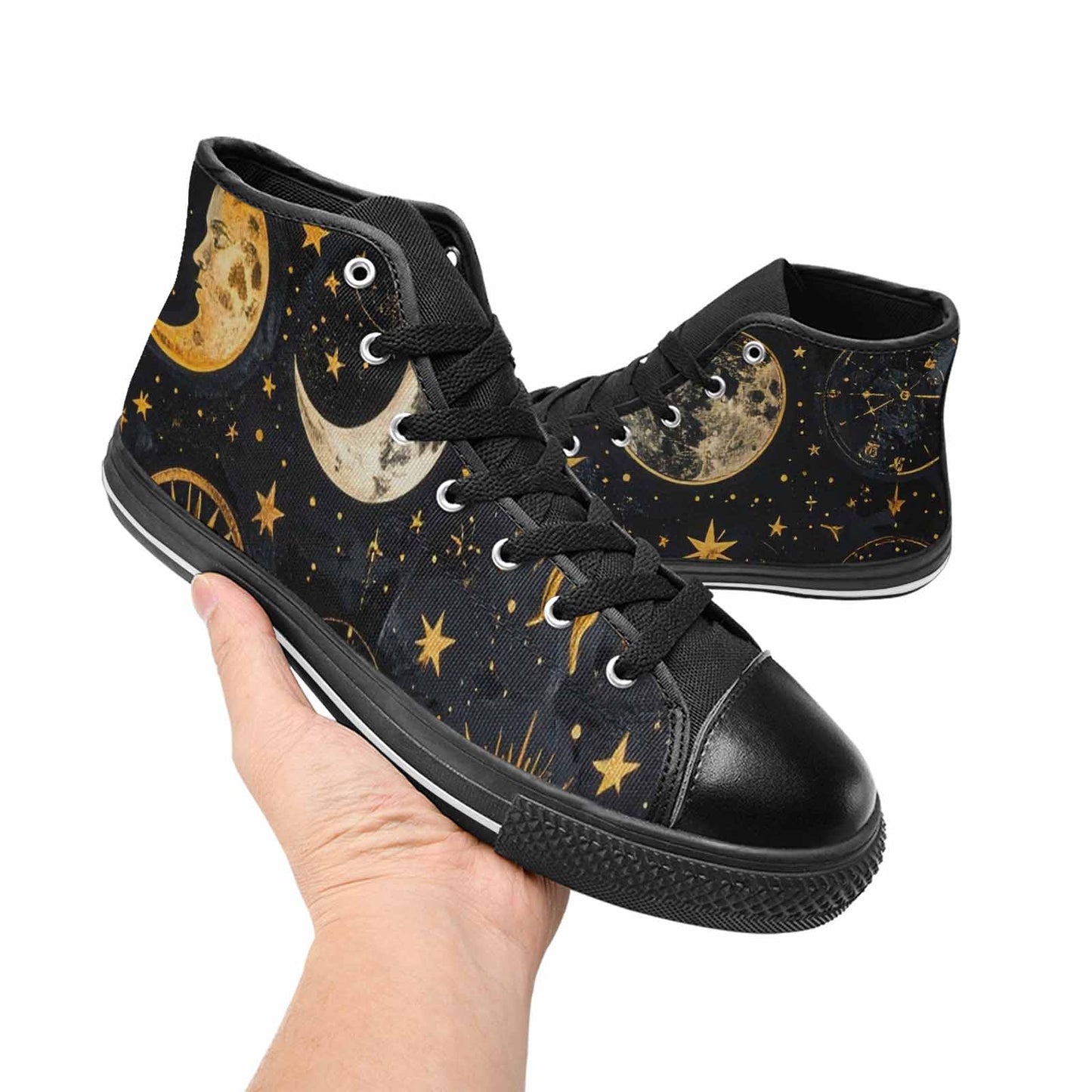 WOMEN'S Zodiac Constellation Star High Top Canvas Wallpaper Art Shoes
