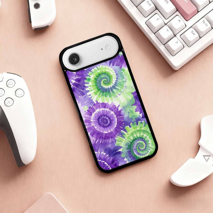 iPhone 17 Air Case — Tie Dye Purple Green Blended Tie, Custom Phone Case