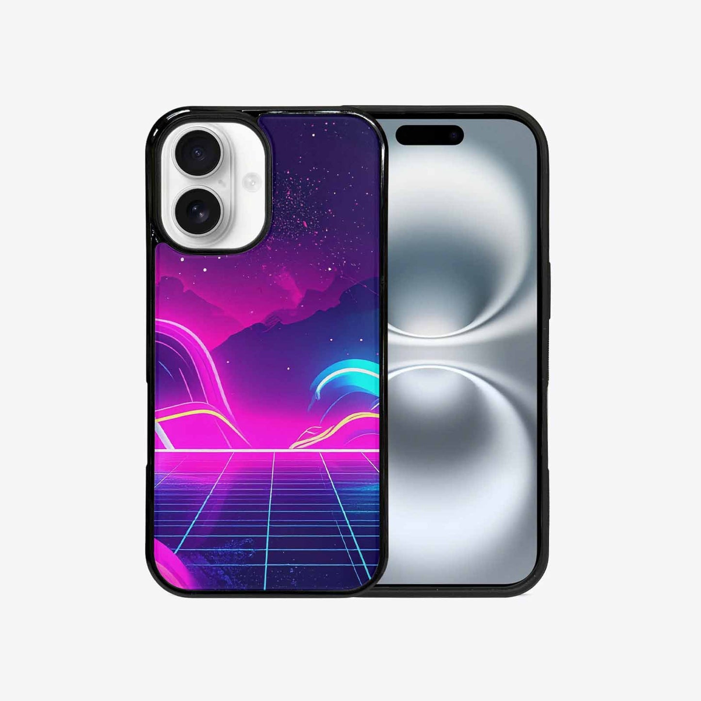 iPhone 16 Case — 1980s Neon Cartoon Art Pattern, Custom Designed Case Cover