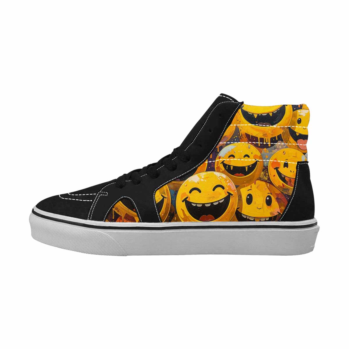 MEN'S Melting Moon Smiley  High Top Canvas Cottagecore Custom Sneakers