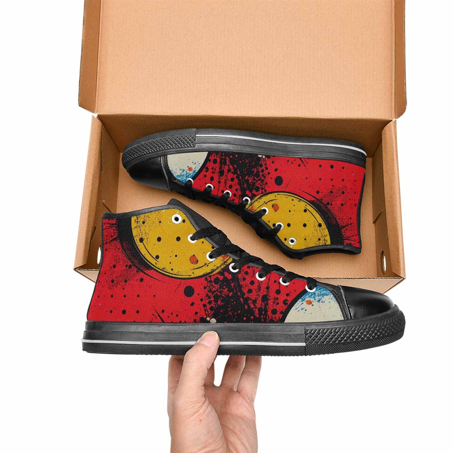 WOMEN'S Comic Book Halftone High Top Canvas Wallpaper Art Sneakers