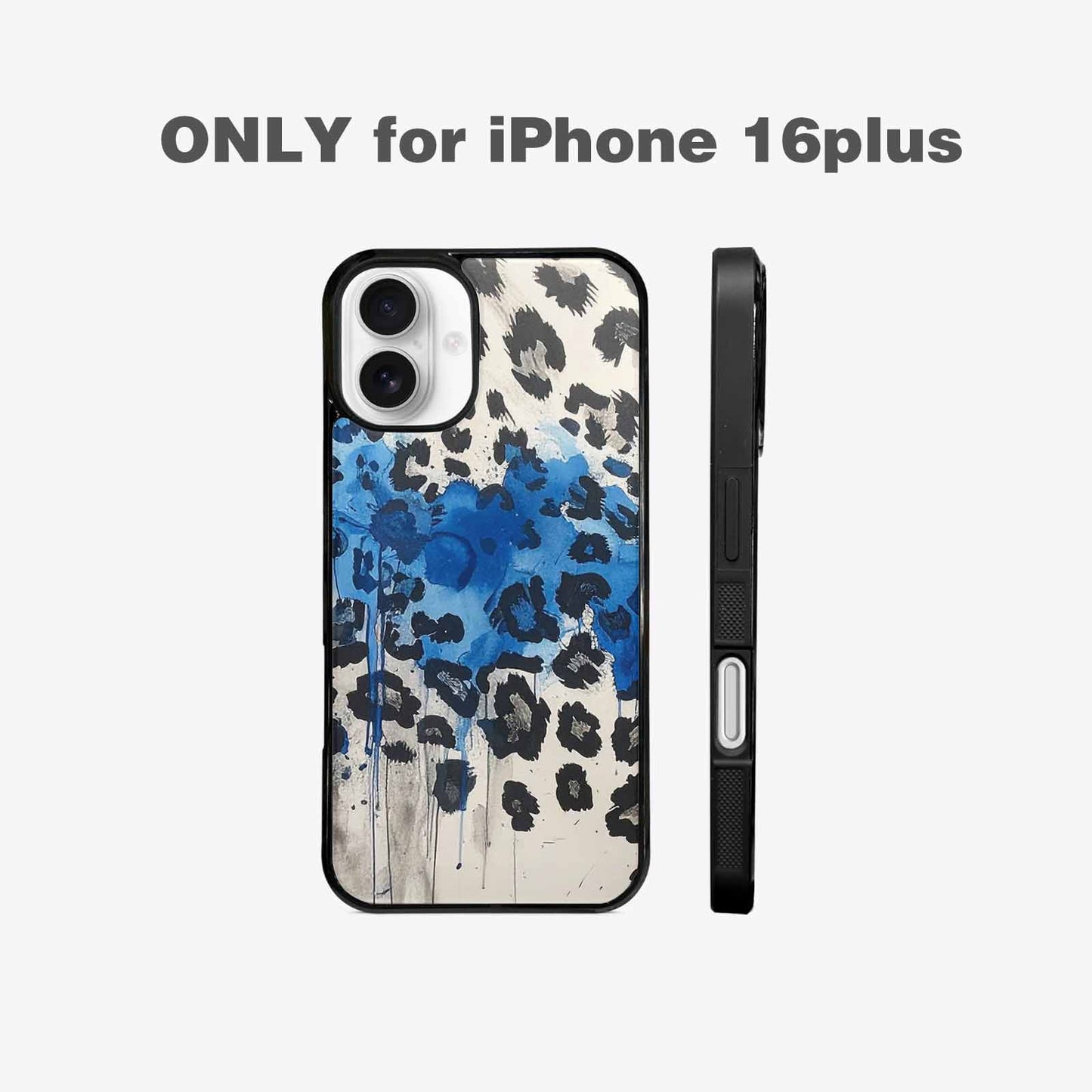 iPhone 16 Plus Case — Animal Print Black Blue Ink Animal, Personalized Phone Case