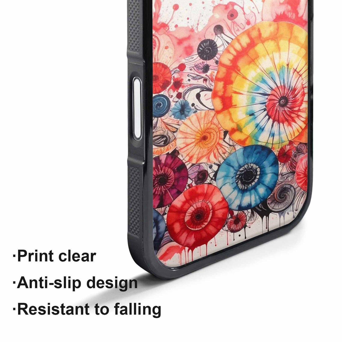 iPhone 17 Pro Case — Tie Dye Swirls Black Red Tie, Custom Art Phone Cover