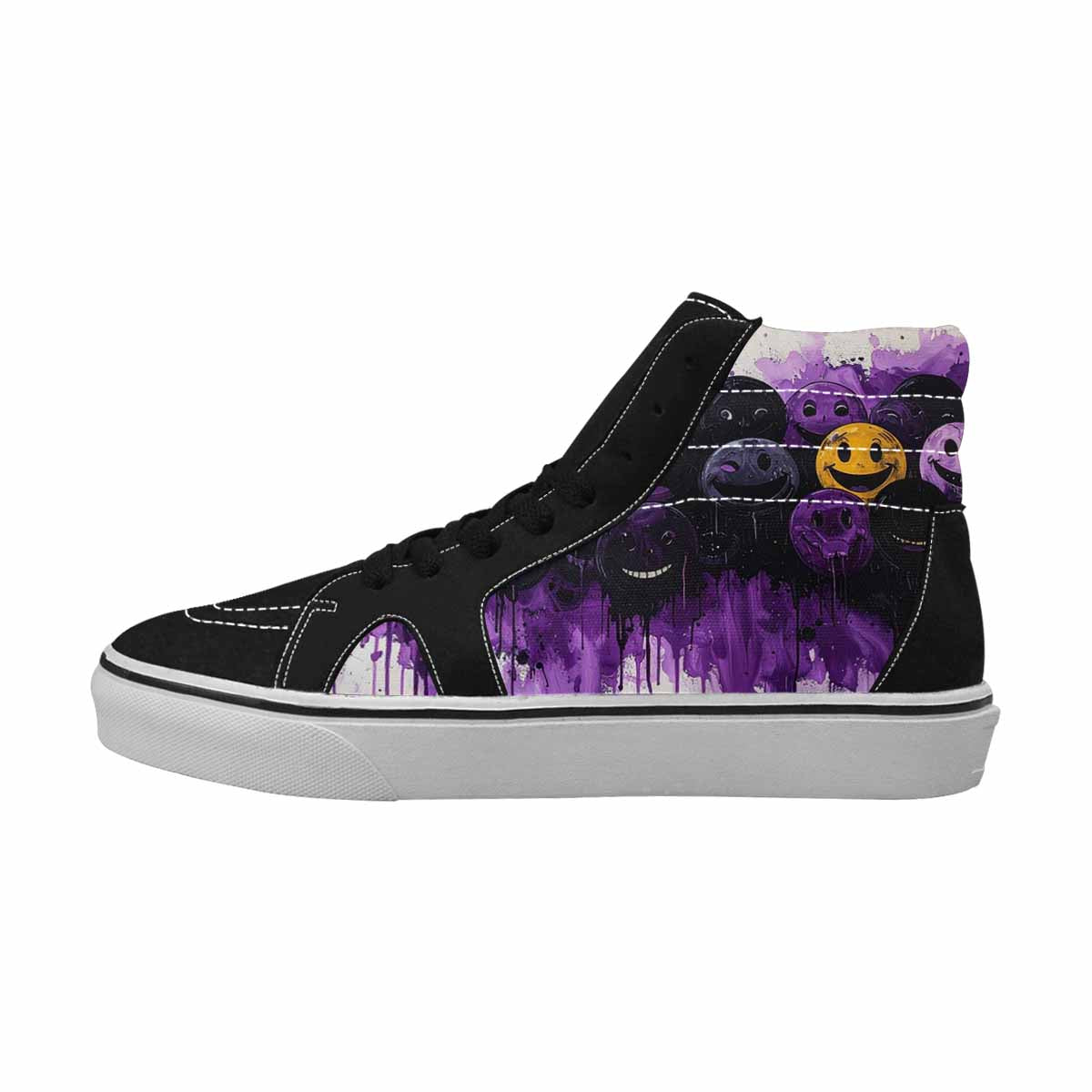 MEN'S Melting Moon Smiley High Top Canvas Y2K Custom Shoes