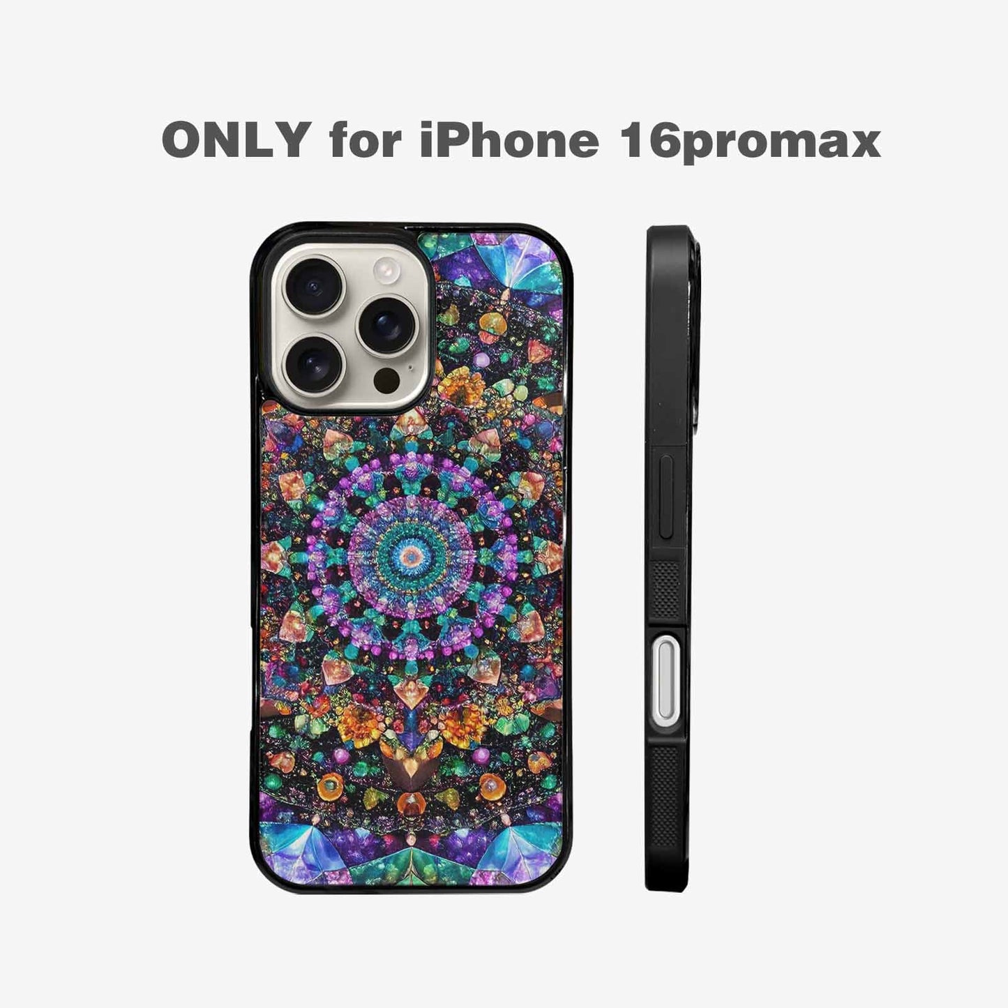 iPhone 16 Pro Max Case — Crystal Mandala Art Seamless Pattern Vibrant, Personalized Phone Case