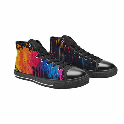 MEN'S Paint Splatter High Top Canvas Cottagecore Custom Shoes