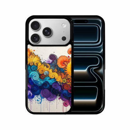 iPhone 17 Pro Case — Tie Dye Swirls Black Blue Tie, Original Design Phone Case