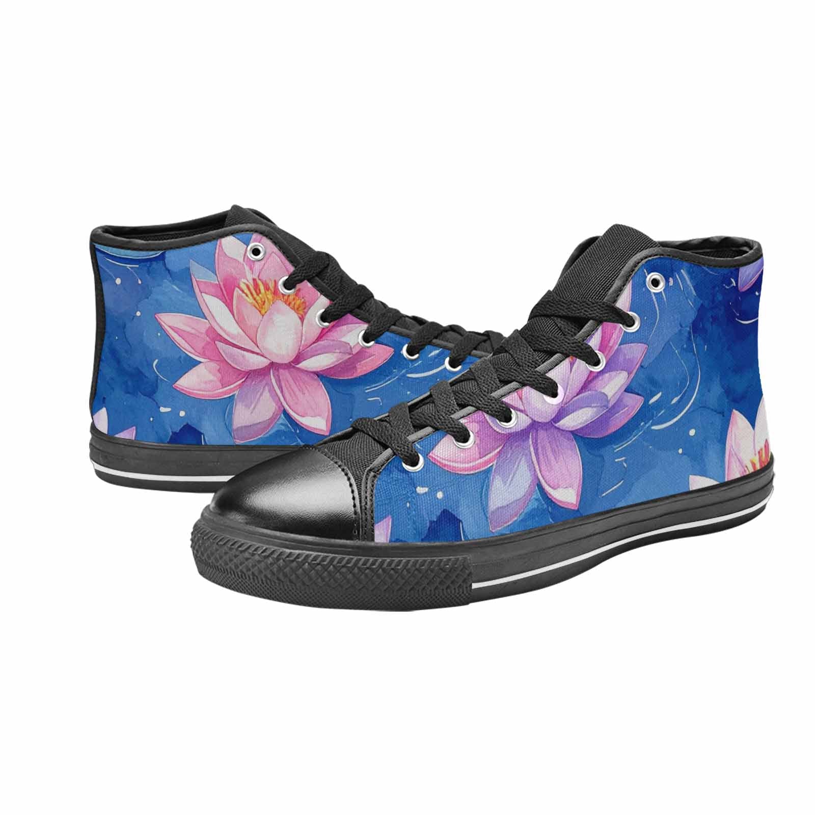WOMEN'S Water Lilies Impressionist High Top Canvas Dark Academia Custom Shoes