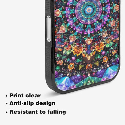 iPhone 16 Case — Crystal Mandala Art Seamless Pattern Vibrant, Custom Printed Phone Case