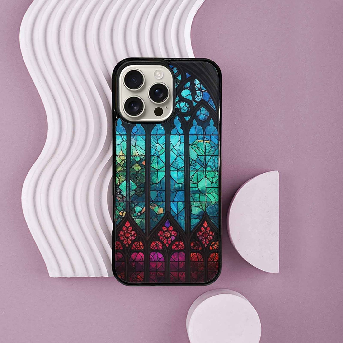 iPhone 16 Pro Max Case — Stained Glass Cathedral Custom, Custom Designed Case Cover