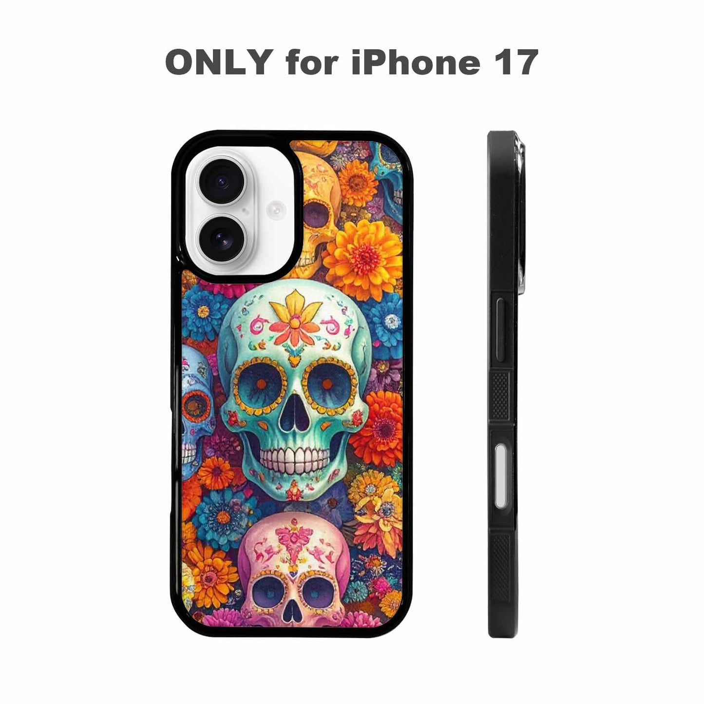 iPhone 17 Case — Ornate Candy Color Skull Gothic Skulls, Personalized Phone Case