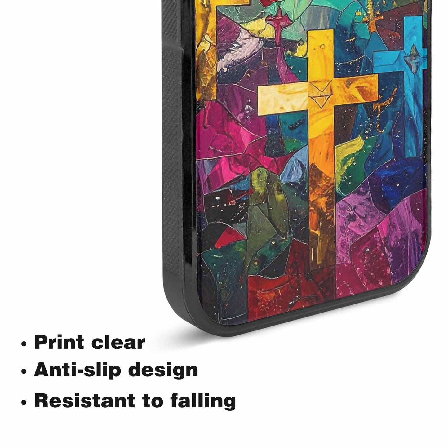 iPhone 15 Plus Case — Faith Cross And Faith Icons Pattern, Custom Art Phone Cover