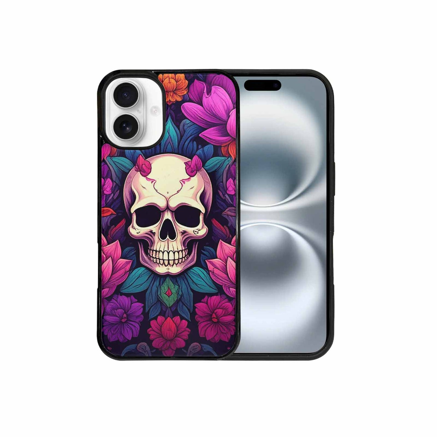iPhone 16 Plus Case — Lotus Many Hundreds Of Skulls Art, Unique Phone Case Design