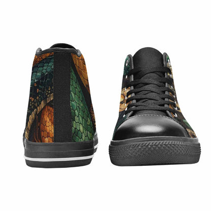 MEN'S Snake Skin Reptile High Top Canvas Neon Fantasy Custom Sneakers