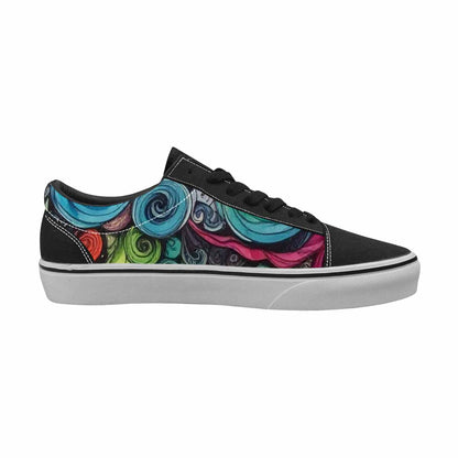 WOMEN'S Tie Lace-Up Canvas Vibrant Chaos Custom Sneakers