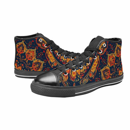 WOMEN'S Mandala Lions High Top Canvas Wallpaper Art Sneakers