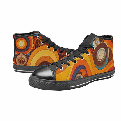 MEN'S Groovy 70S Peace High Top Canvas Vibrant Chaos Shoes