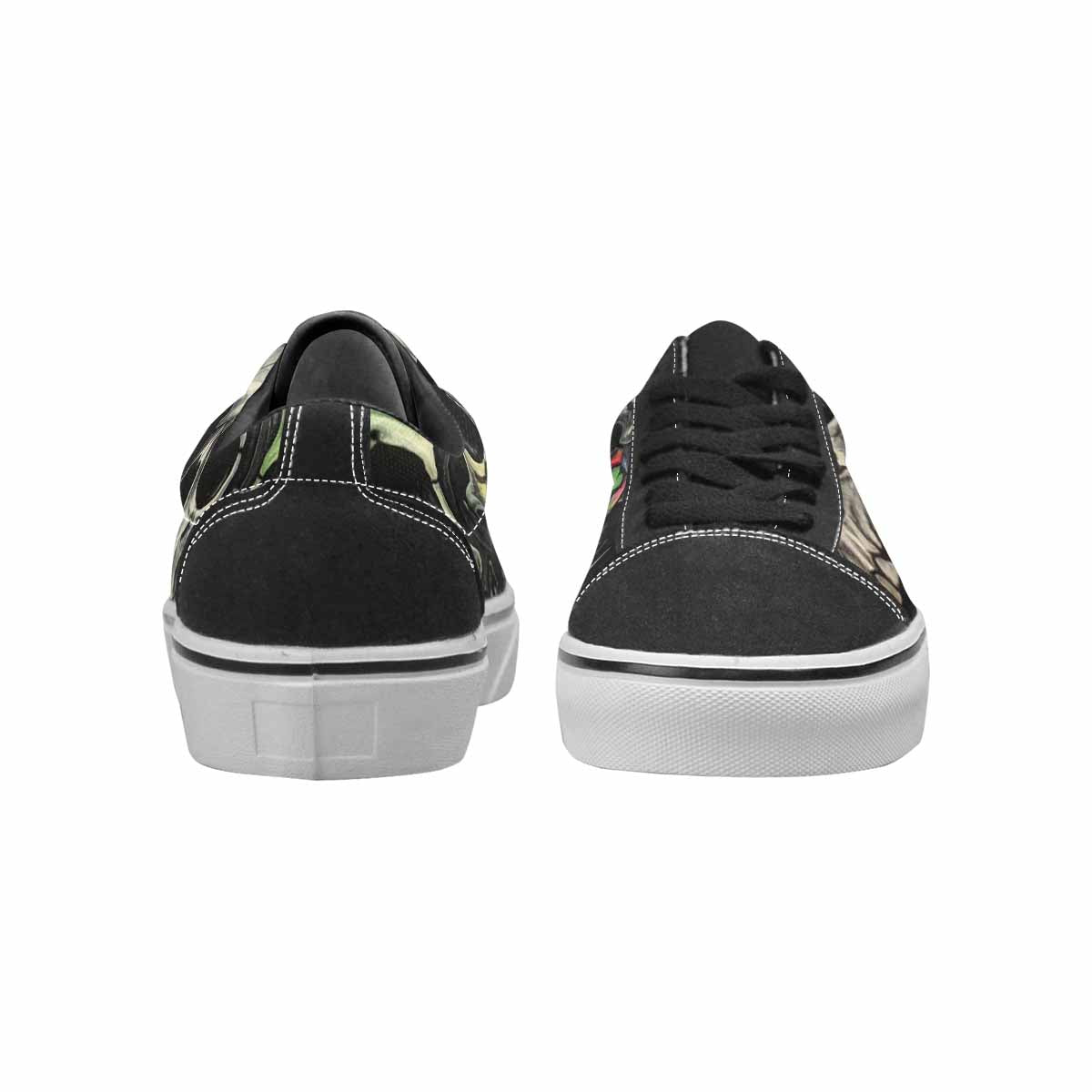 WOMEN'S Rainbow From Skull S Lace-Up Canvas Grunge Custom Shoes