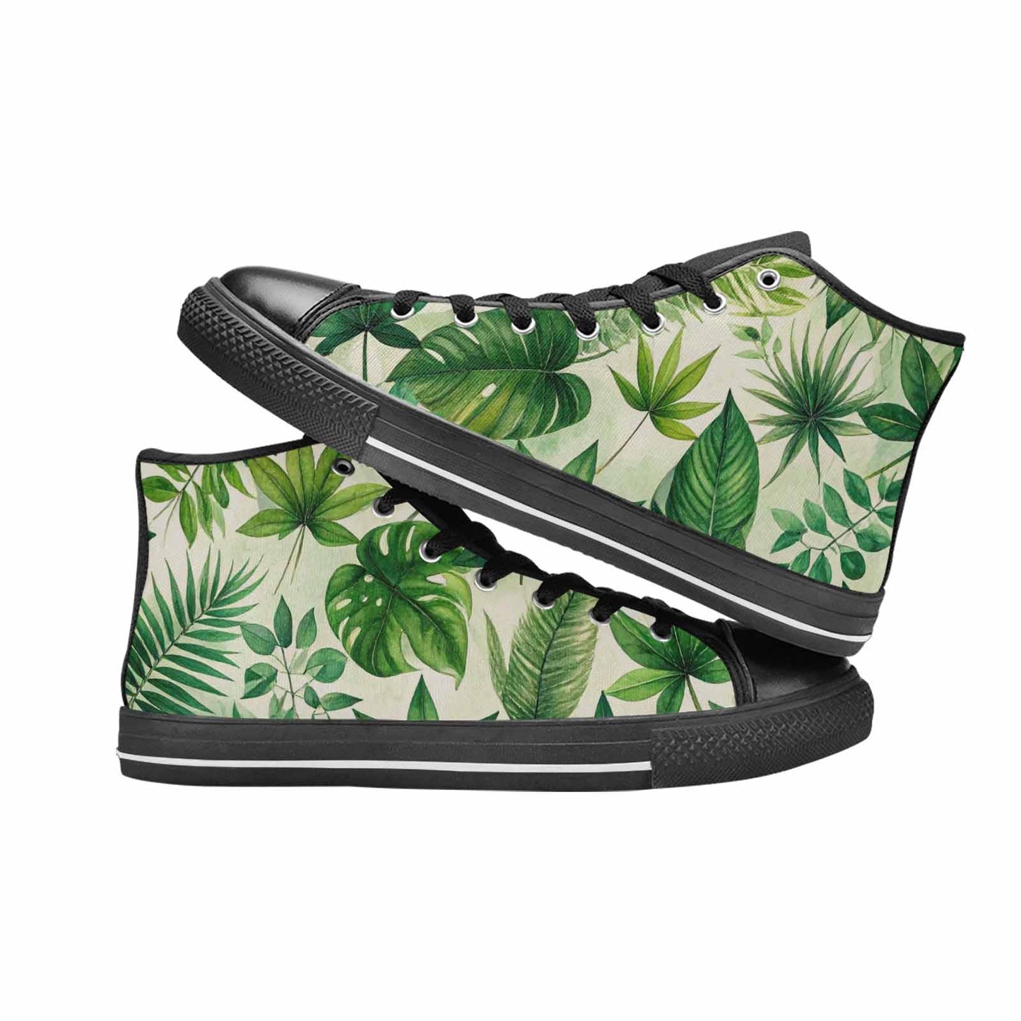 MEN'S Seven-Point Palmate Leaf High Top Canvas Vibrant Chaos Sneakers