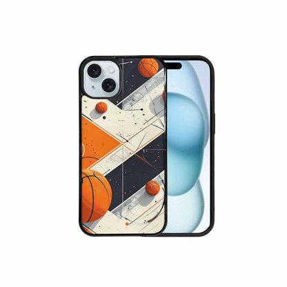 iPhone 15 Plus Case — Basketball Pattern Court Lines And Balls, Custom Printed Phone Case