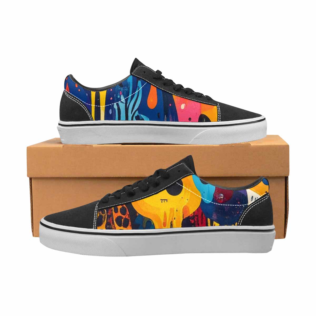 WOMEN'S Melting Aliens Lace-Up Canvas Vivid Custom Sneakers
