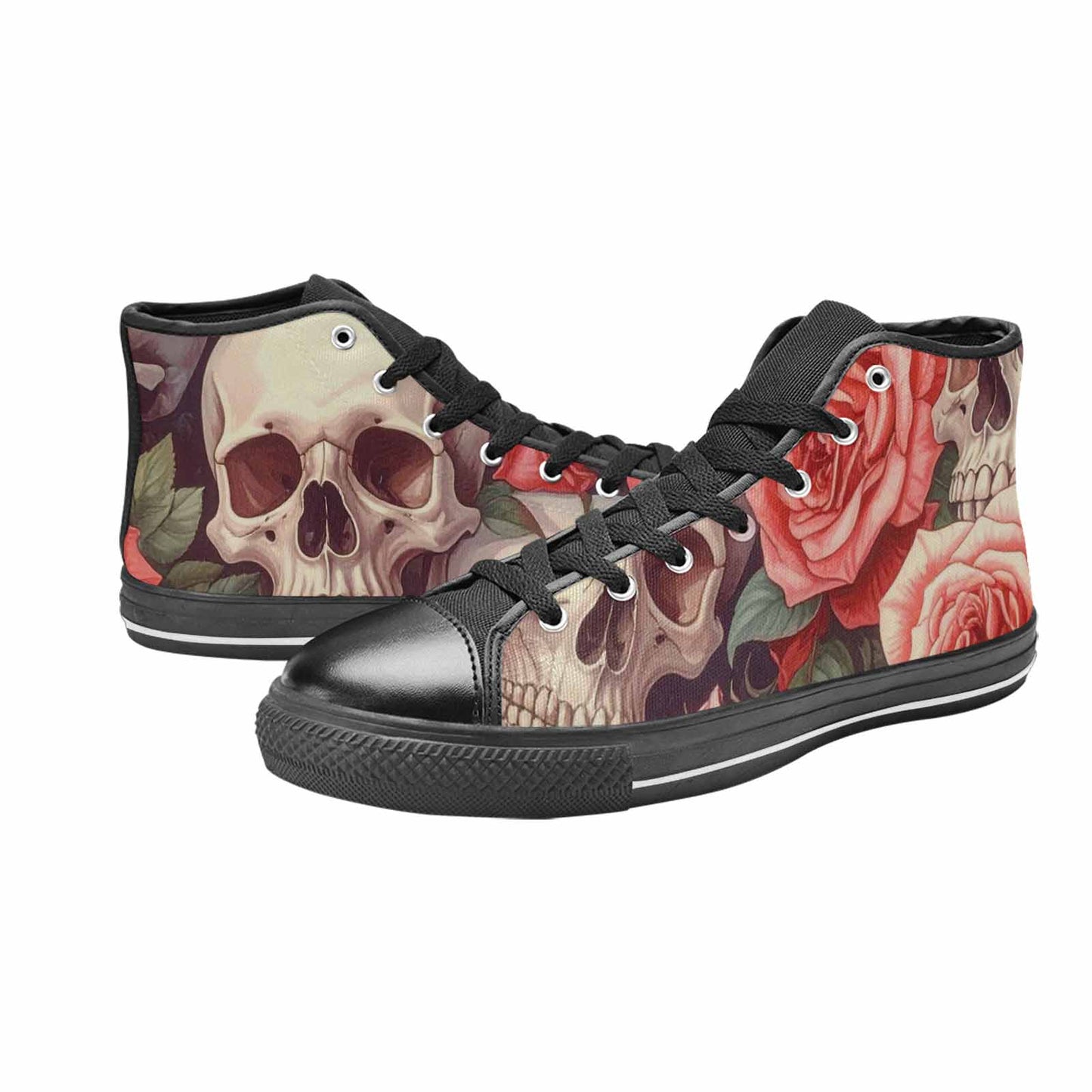 MEN'S Skulls Roses Soft Airbrush High Top Canvas Dark Academia Shoes
