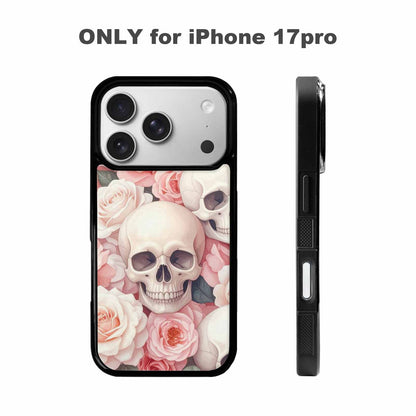 iPhone 17 Pro Case — Skulls Roses Soft Airbrush Gothic Skulls, Custom Art Phone Cover
