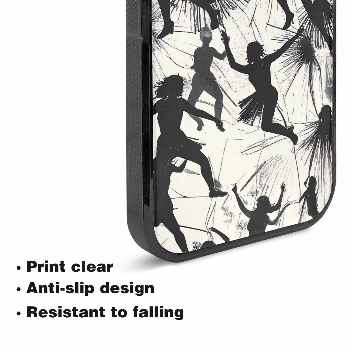 iPhone 15 Case — Bold Dancing Figure Line Art Pattern, Custom Designed Case Cover