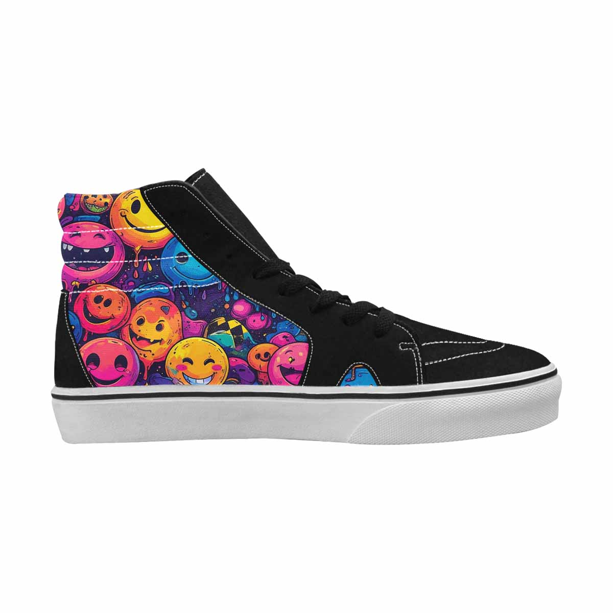 MEN'S Yellow Smiley Face High Top Canvas Vibrant Chaos Sneakers