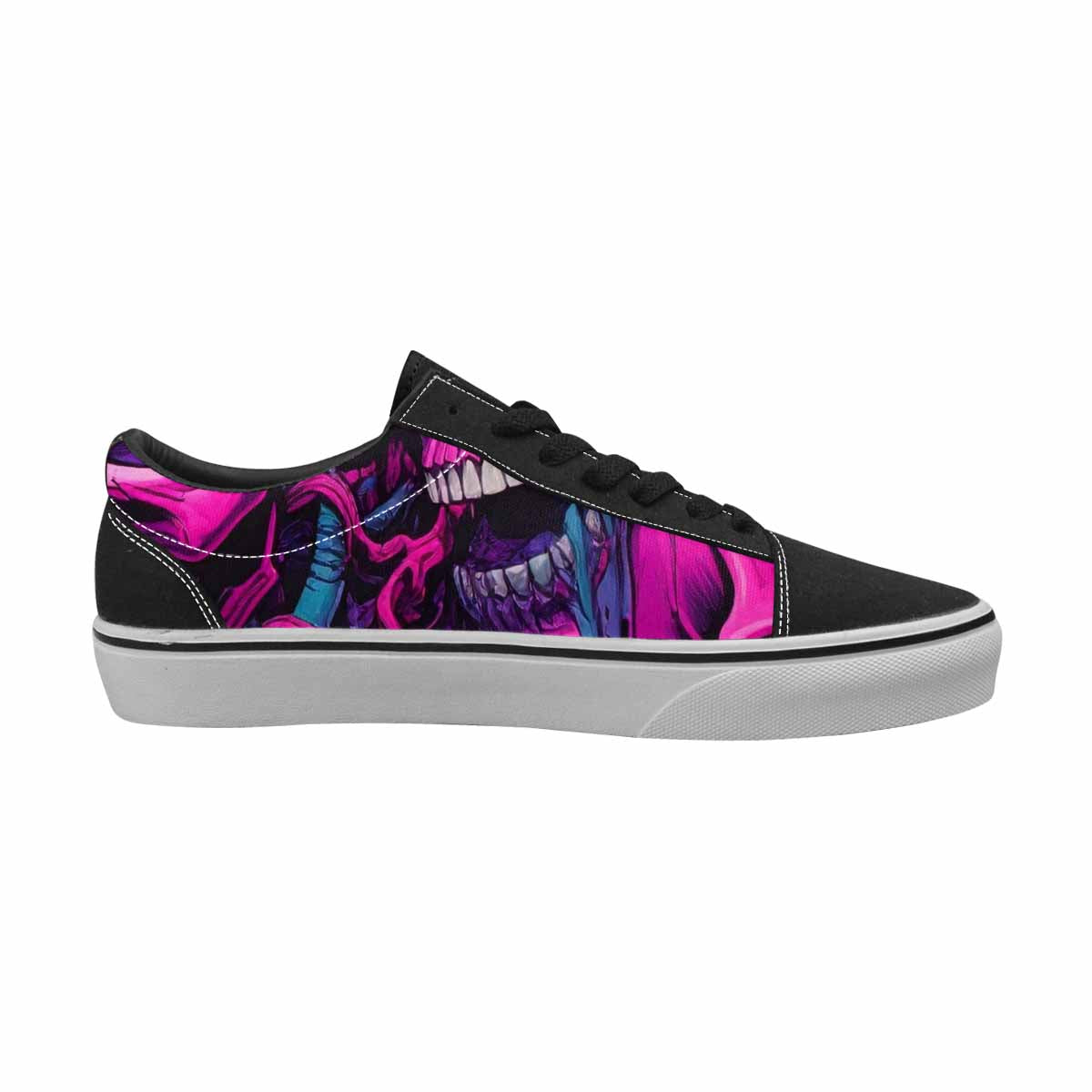 WOMEN'S Pink + Purple Skeletons Lace-Up Canvas Aesthetic Shoes