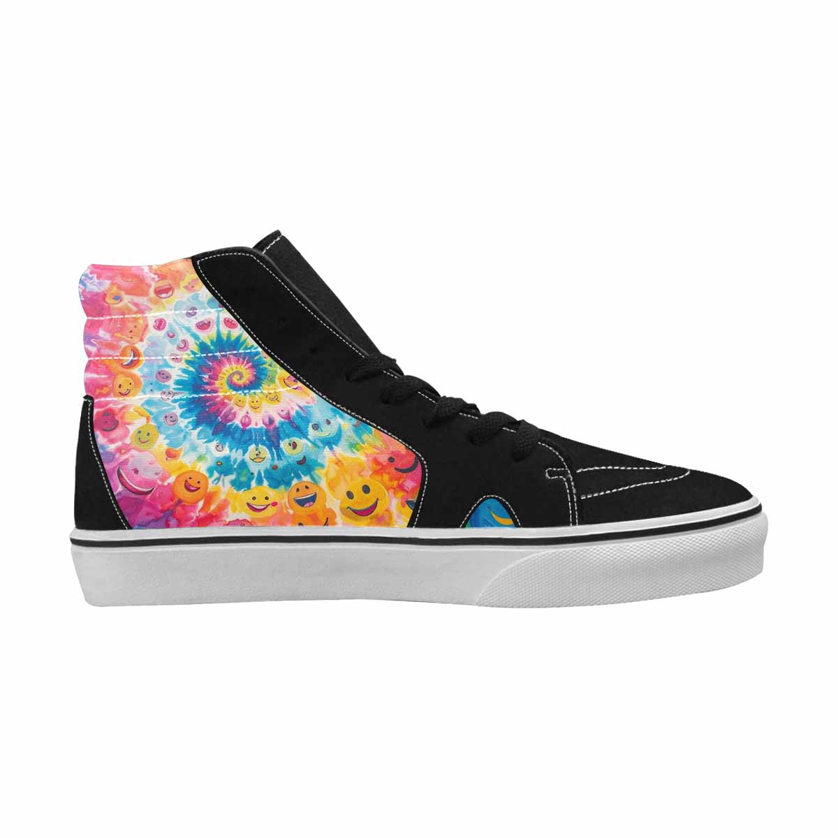 MEN'S Smiley Facessmiley Faces  High Top Canvas Neon Fantasy Custom Shoes