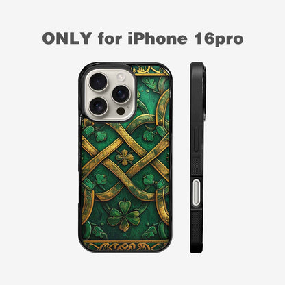 iPhone 16 Pro Case — Irish Celtic Knot Pattern Shamrocks Seamless, Original Design Phone Case