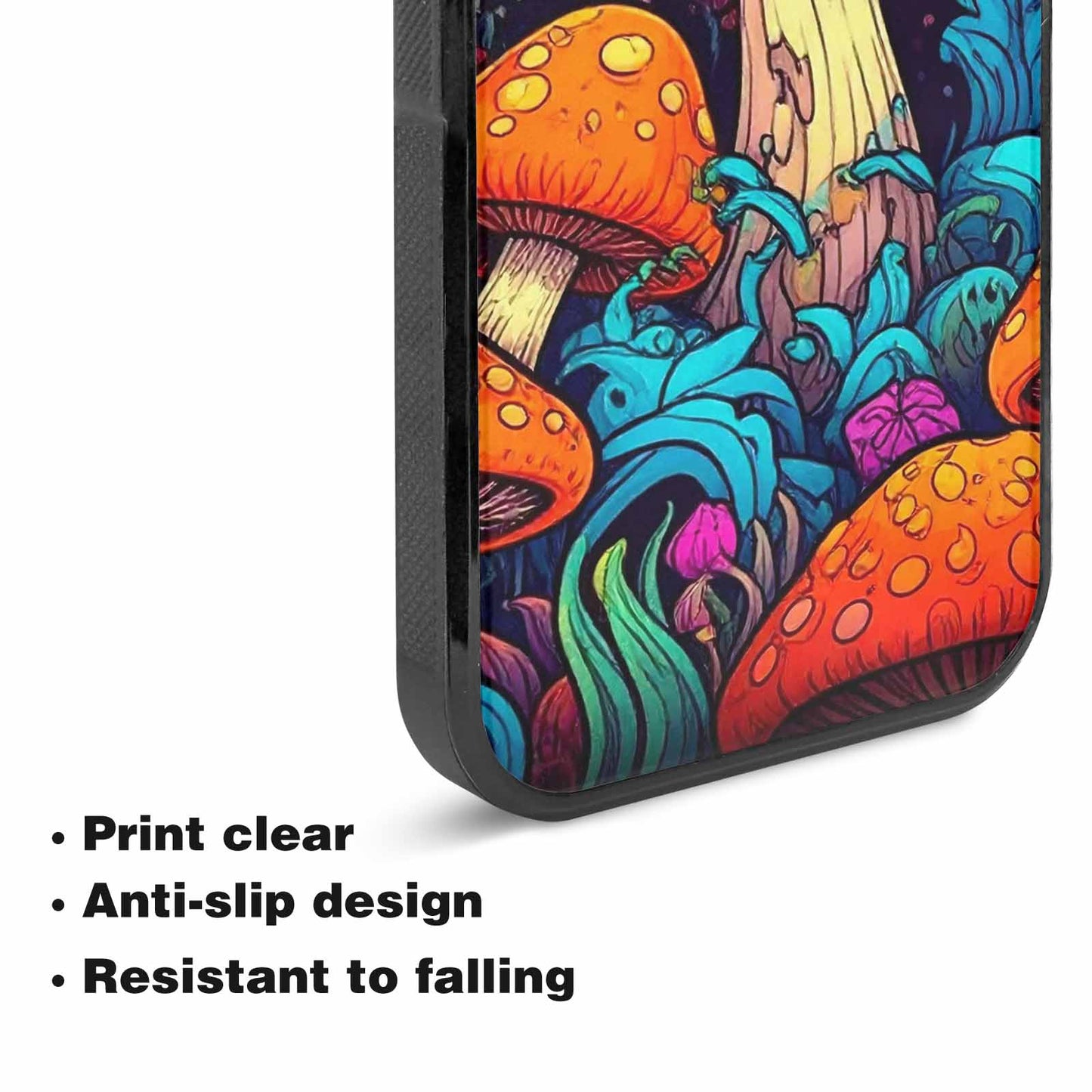 iPhone 15 Plus Case — Psychedelic Mushroom Cartoon Pattern, Custom Printed Phone Case