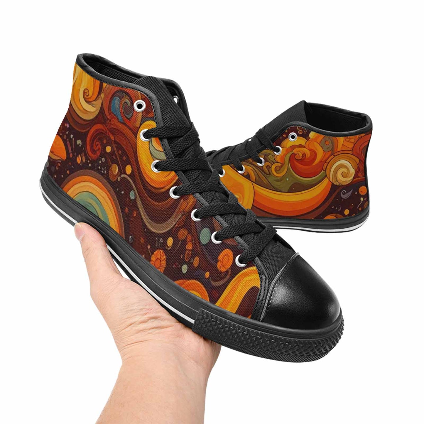 WOMEN'S Groovy 70S Peace High Top Canvas Surreal Shoes