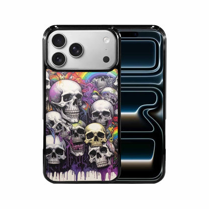 iPhone 17 Pro Max Case — Black &amp; Purple Ink Gothic Skulls, Customized Protective Case