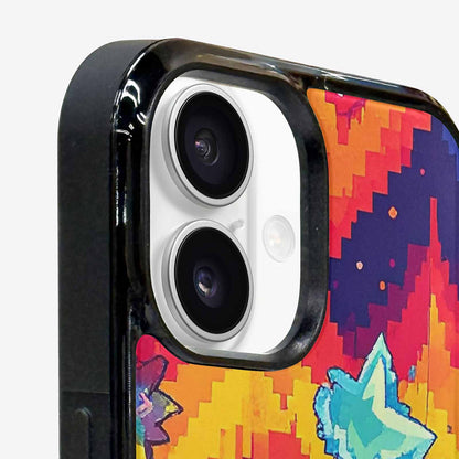 iPhone 16 Case — Pixel Art 8 Bit Burst Pattern, Custom Art Phone Cover