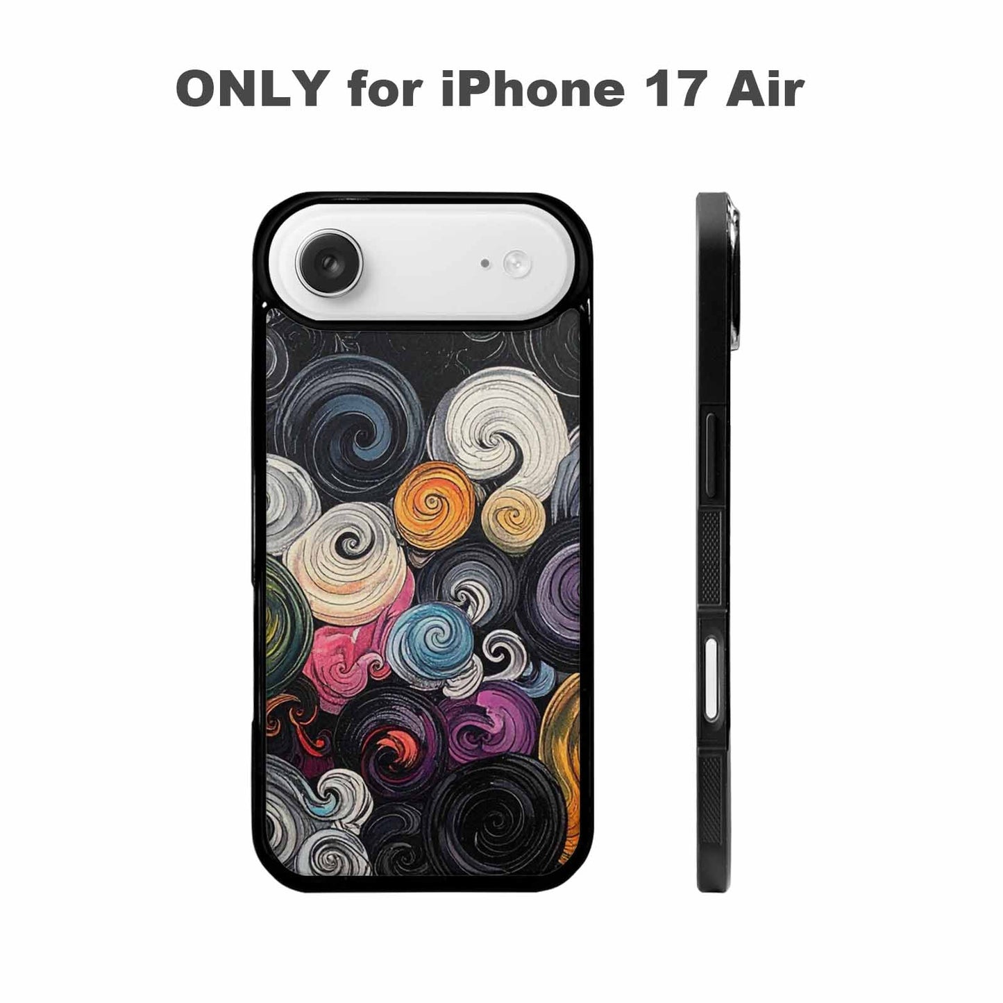 iPhone 17 Air Case — Tie Dye Swirls Black White Tie, Custom Designed Case Cover
