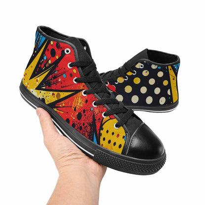 WOMEN'S Comic Book Halftone High Top Canvas Wallpaper Art Custom Shoes