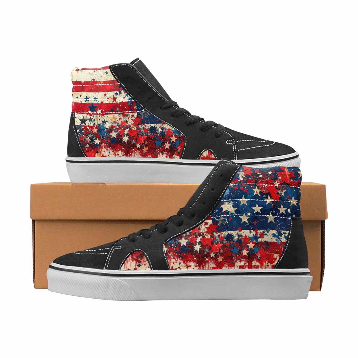 WOMEN'S Patriotic High Top Canvas Bold Print Vivid Custom Shoes