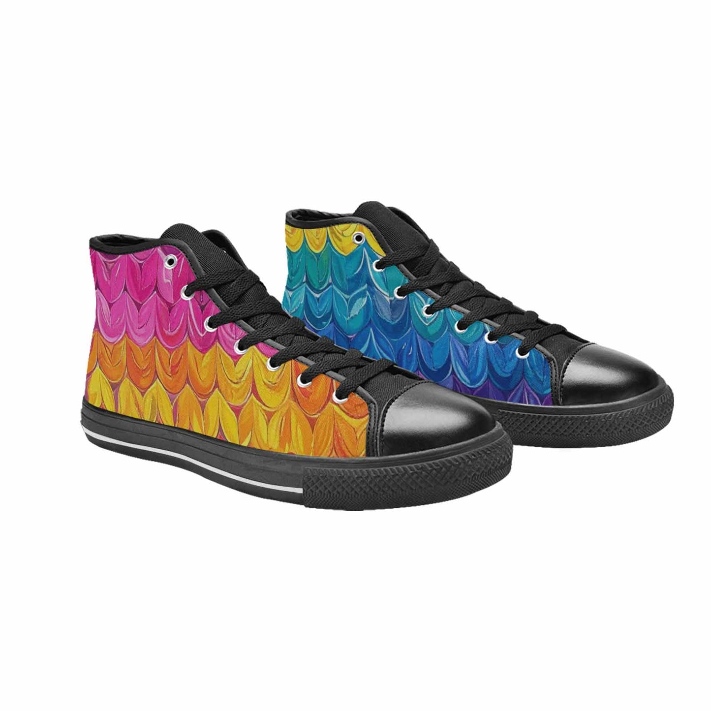 MEN'S Pansexual Flag Color High Top Canvas Neon Fantasy Shoes