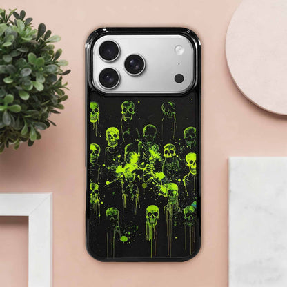 iPhone 17 Pro Max Case — Skeletons Neon Green Original Art, Original Design Phone Case
