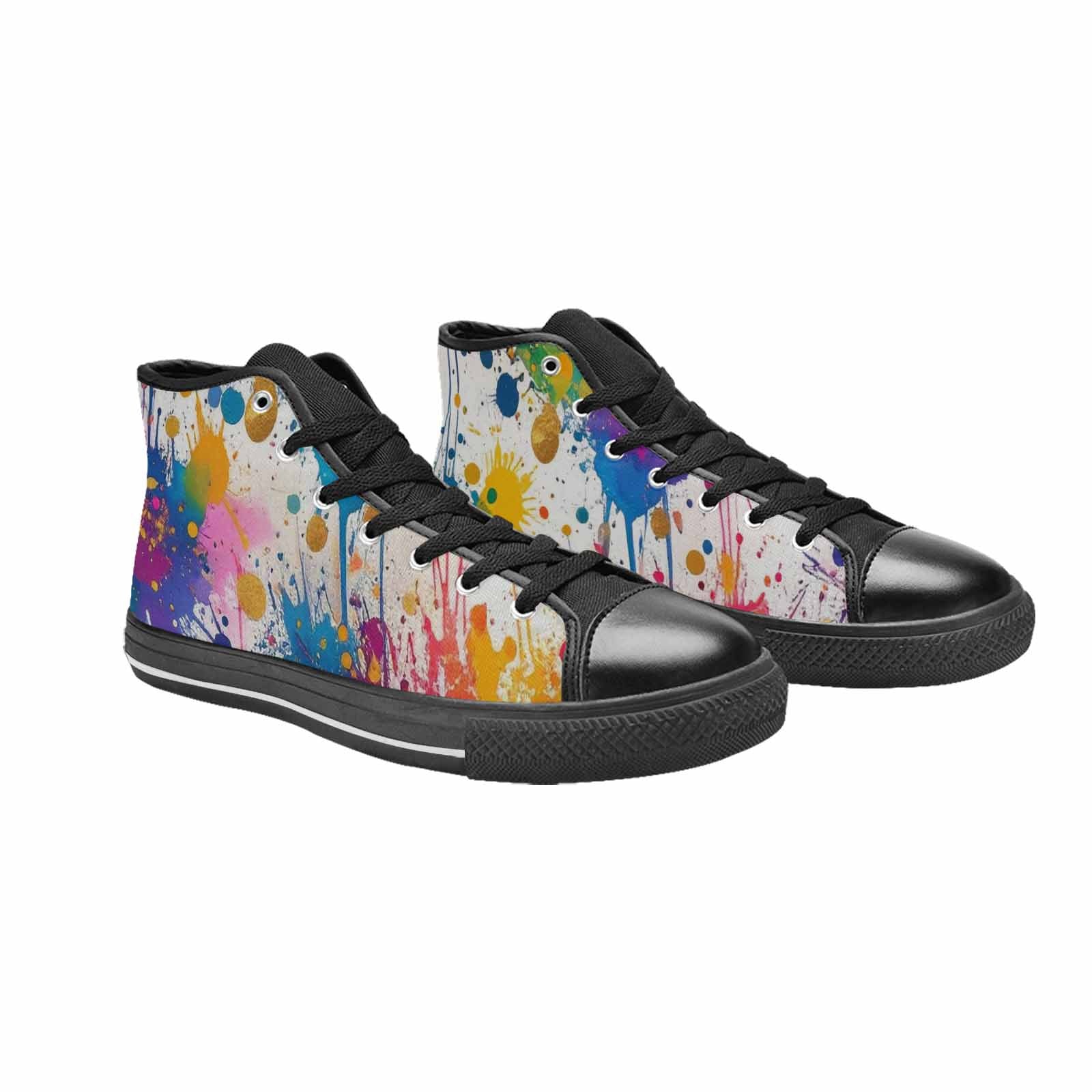 MEN'S Paint Splatter High Top Canvas Vibrant Chaos Sneakers