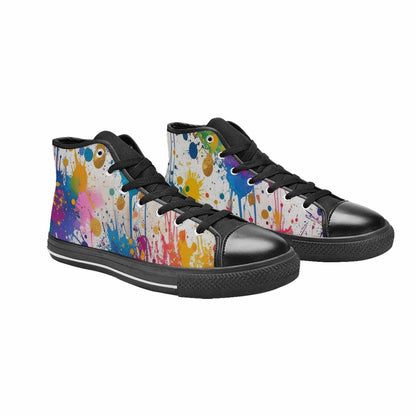MEN'S Paint Splatter High Top Canvas Vibrant Chaos Sneakers