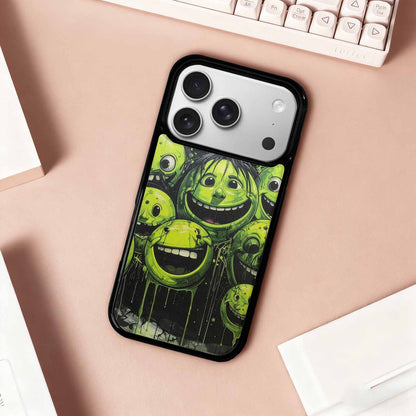 iPhone 17 Pro Case — Black Green Ink Melting Moon Original, Unique Phone Case Design