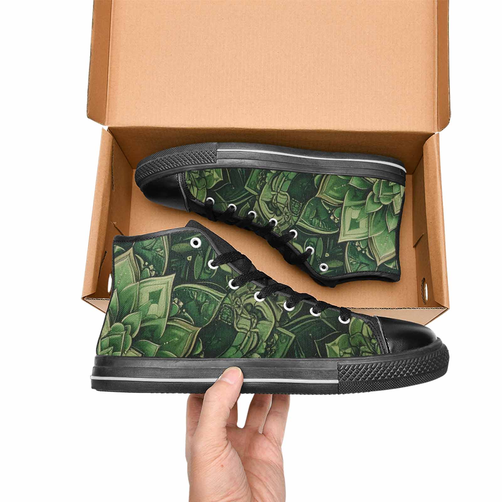 WOMEN'S Mandala High Top Canvas Neon Fantasy Shoes